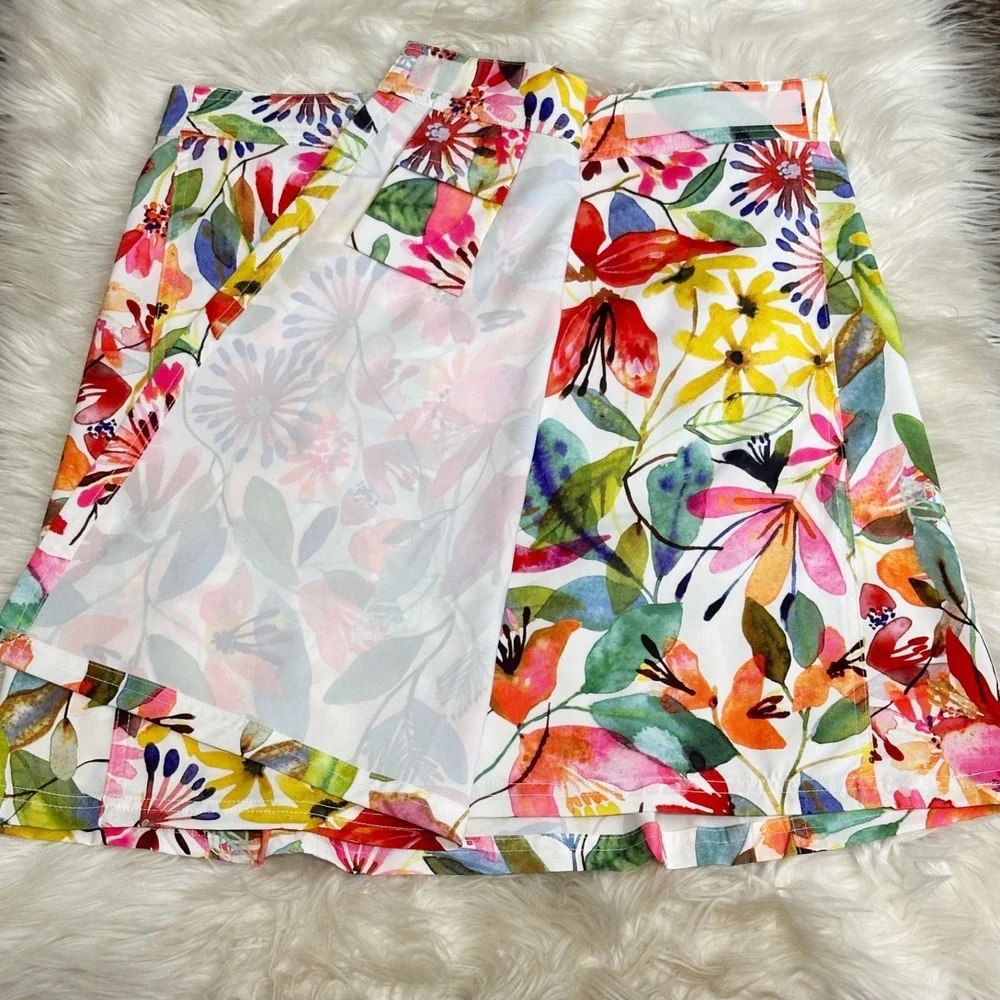 RipSkirt Hawaii Womens Wrap Skirt in Wildflower Watercolor Floral Size Medium
